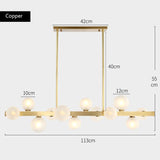 New All Copper Chandelier Modern Nordic7-9-12 Lights White Glass Ball Table Restaurant Strip Hanging Lamp Pendant Drop Lighting