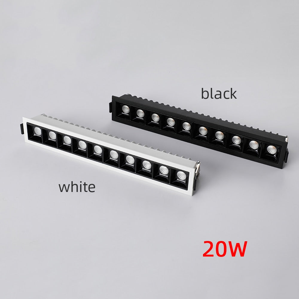 Creative Anti-Glare Linear Recessed Grille Line Lights 2W 4W 6W 10W 20W 30W Living Room Corridor Strip COB LED Ceiling Downlight
