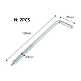 2/5/10/20pcs Square Bend Hook L Cup Hanger Screw-in Wall Picture Photo Frame Lamp Light Eyescrew 20-100mm 14-Sizes Zinc-Plated