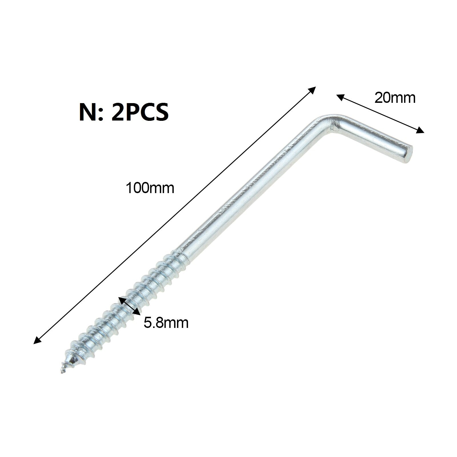 2/5/10/20pcs Square Bend Hook L Cup Hanger Screw-in Wall Picture Photo Frame Lamp Light Eyescrew 20-100mm 14-Sizes Zinc-Plated