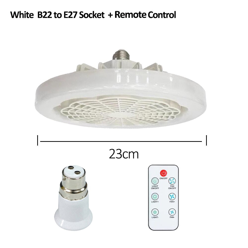 Ceiling Fan With Lights and Remote Control E27 Converter Base Dual-Purpose LED Fan Lamp Smart Silent Ceiling Fans For Bedroom
