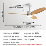 52Inch Fan lamp Modern Simple DC Ceiling Fan Lamp Restaurant Living Room Household use 110V 220V Remote Control Electric fan