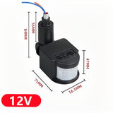 12V Motion Sensor 220V/110V PIR Movement Detector Automatic Infrared Wall Mount Timer Outdoor 24V LED Motion Sensor Light Switch