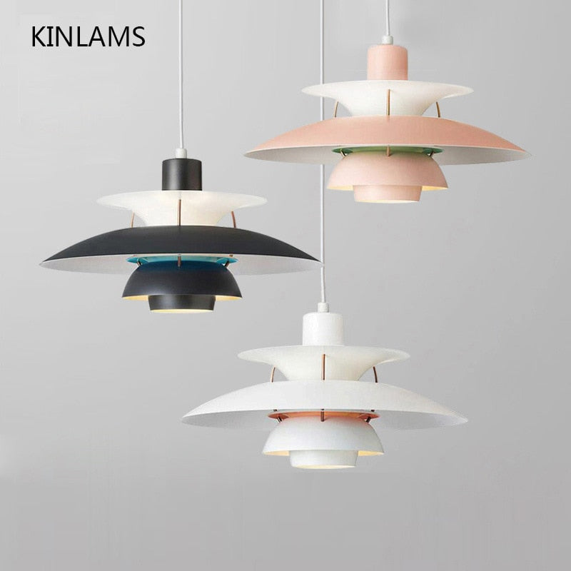 Designer PH5 Colorful Umbrella Pendant Lights Macaron Nordic LED Ceiling Lamp Art Decor Living Room Lamparas Lighting Fixtures