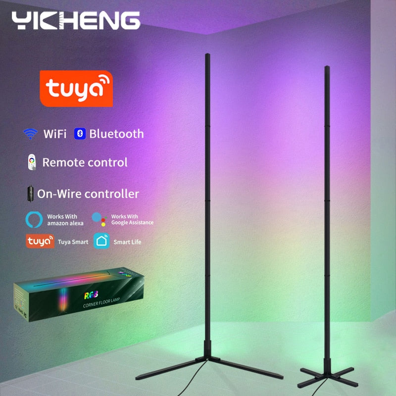 Tuya RGB Floor Lamp 180cm Smart APP Remote Control Modern Corner Floor Light Atmospheric LED Stand Lighting Festival Decoration