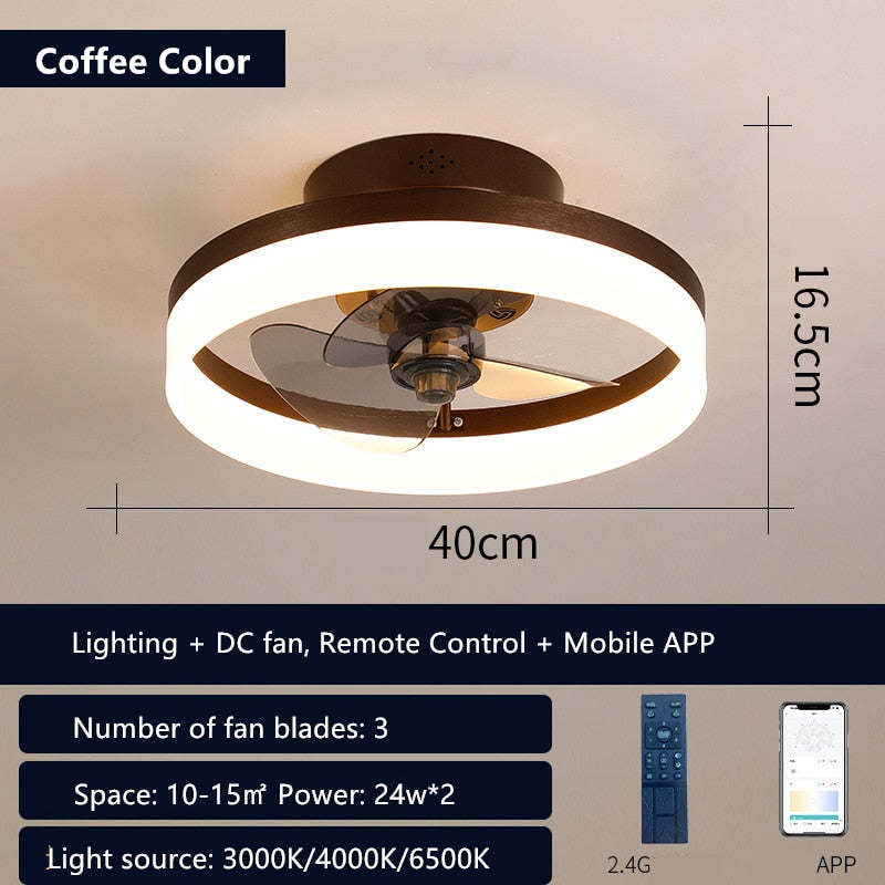 LED Ceiling Light Fans AC DC Fan Bedroom Lamp Lighting For Living Room Decorative Lamps Ventilated Silent With Remote Control