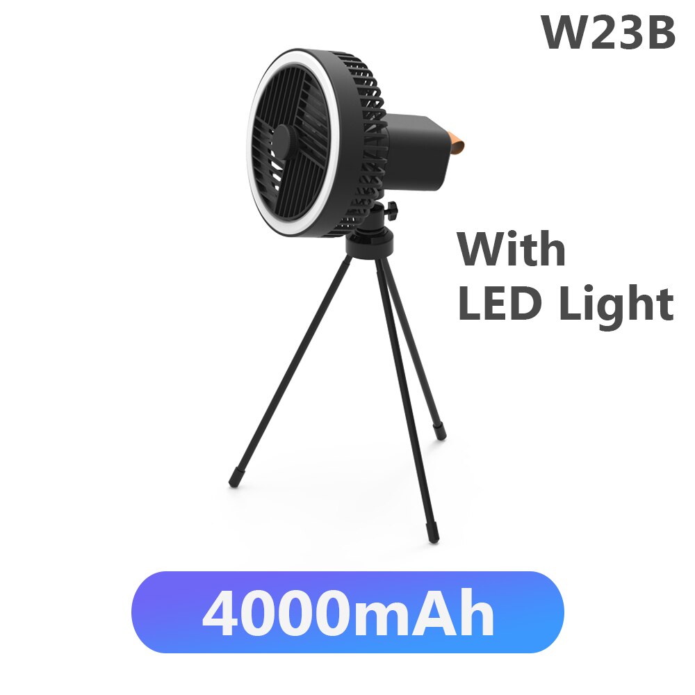Multifunction Portable Electric Camping Fan Rechargeable Desktop Tripod Stand Cooling Ceiling Fan with LED Outdoor Dropshipping