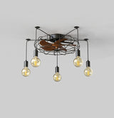 Strong Wind Ceiling Fan Lamp Nordic Restaurant American Style Retro Low Floor Ceiling Mounted Electric Fan Fan With Lamp