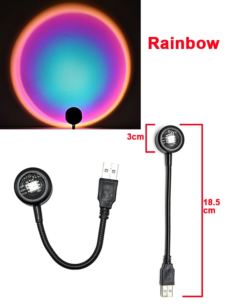 Led USB Sunset Lamp Night Light Projector Birthday Party Decoration Portable Mood Light For Bedroom Living Room Wall Photography