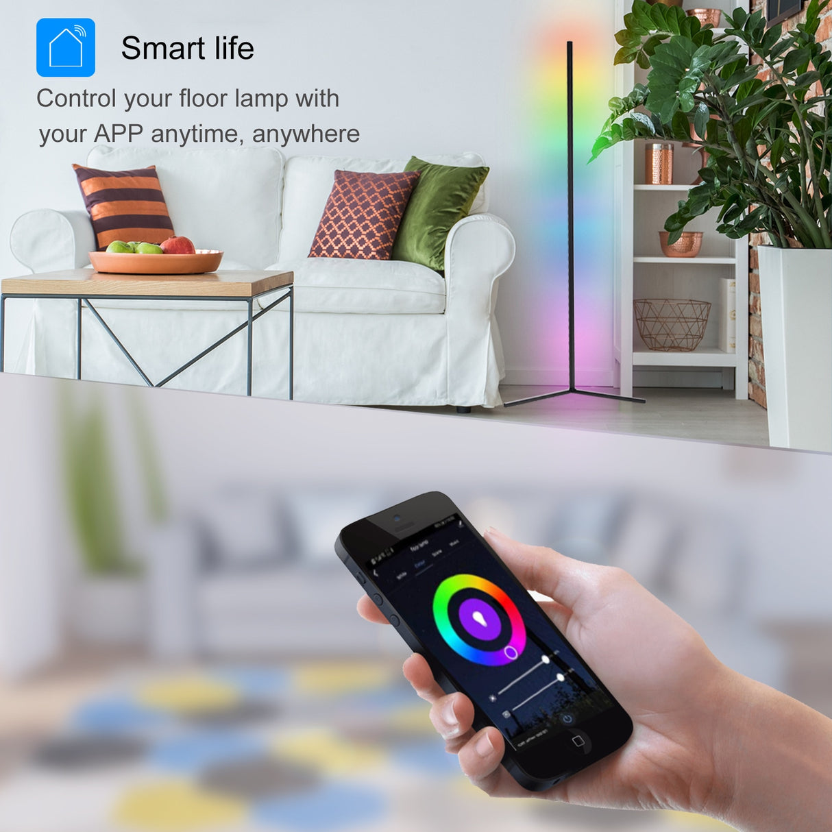 RGB LED Floor lamp 180CM Smart APP Remote Control Modern Corner Floor Light Atmospheric Standing Stand Light Indoor Home Decor