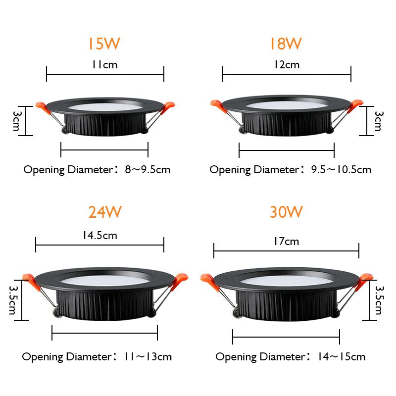 LED Recessed Downlight 18w 15w 110V 200-240V Ceiling Lamp 12W 9W 7W 5W Thick aluminu Natural White For Indoor lighting Spot lamp