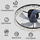 Ceiling Fan Light Remote Acrylic Ceiling Lamps Ceiling Fan with Led Lights Adjustable Wind Speed LED Dimming Crystal Decor