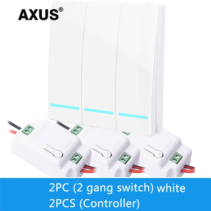 AXUS RF 433Mhz Switch Wireless Wall Switch 86 Wall Panel Transmitter Safety Switch AC 110V 220V Relay Interruptor for Light Lamp