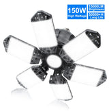 200W LED Garage Lights 3-12 Leafs Garage Ceiling Light Fixtures with Adjustable Multi-position Panel Lamp for Workshop Warehouse