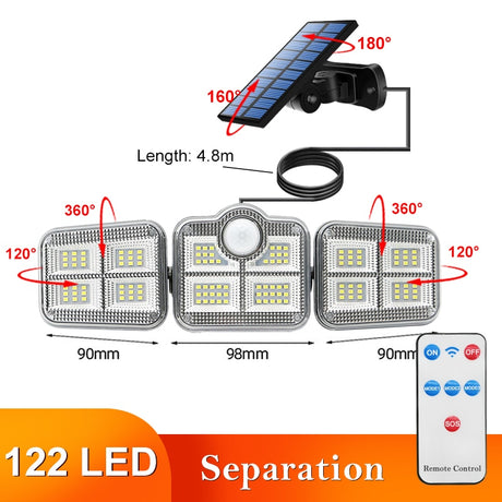  LED Solar Lights Outdoor Motion Sensor Human Induction Adjustable head IP65 Waterproof Solar Power Wall Lamp