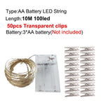 LED String Lights Photo Clip USB Battery Operated Garland Fairy Lamp Christmas Decoration Holiday Party Wedding Xmas Lighting