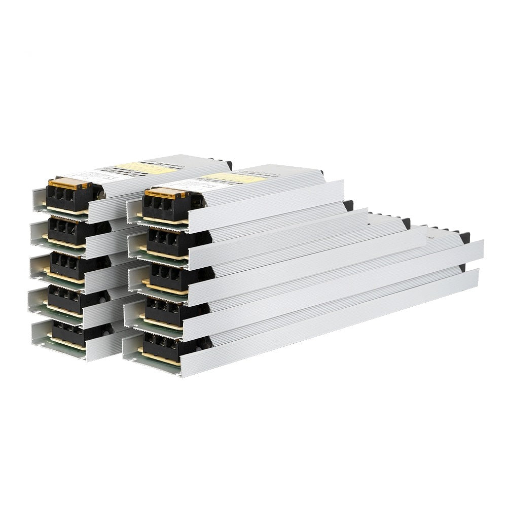 Ultra Thin LED Power Supply AC190 240 to DC12 24V 60 100 150 200 300 400 500W Transformer Adapter Driver FCOB WS2815 Light Strip