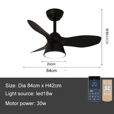 32 Inch Surface Mounted Mini Ceilings Fan with LED Lights and Remote Soft Wind for Children Room Powerful DC Motor AC 100-240V