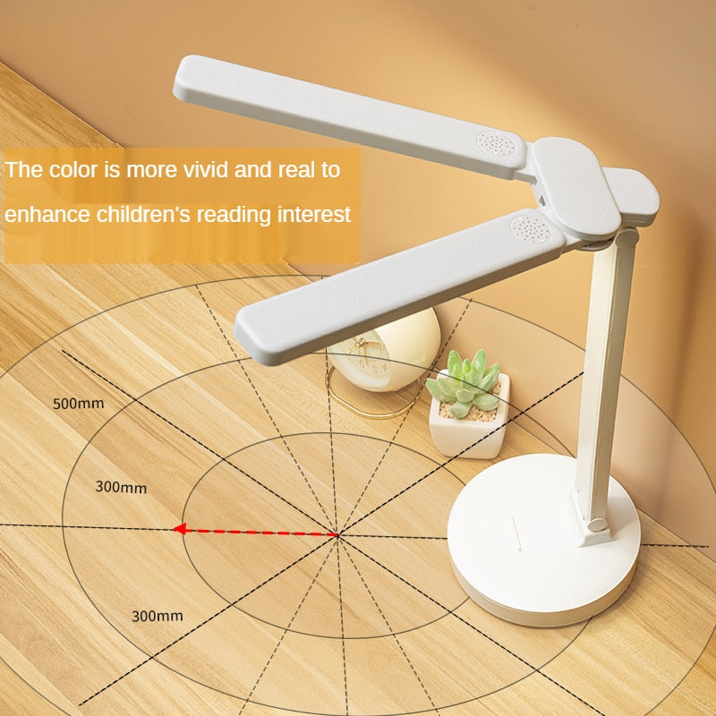 LED Energy Saving USB Double Lamp Cap Foldable Reading Lamp for Children's Mobile Phone Bracket Desk Study Light Bedroom Table