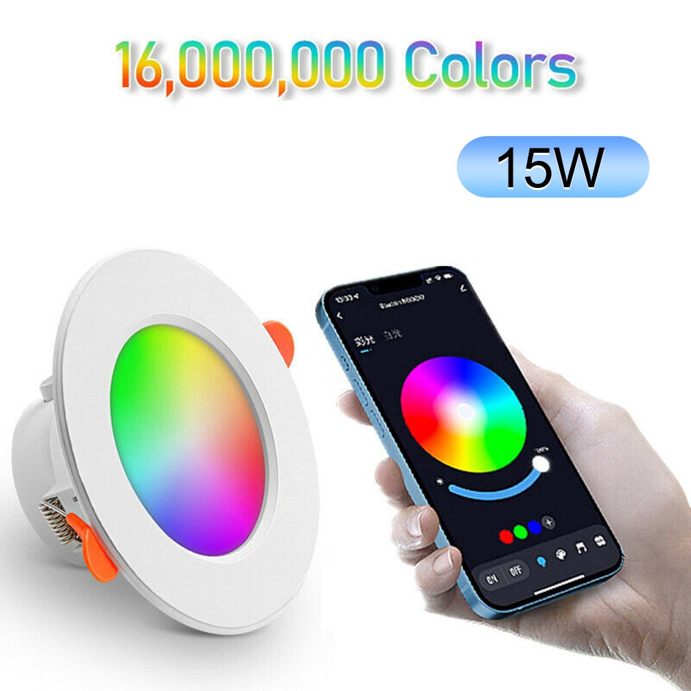 LED Downlight Spot Recessed Smart Dimmable Ceiling 10W/15W Round Plafond Light RGB Color Changing Light Bulb Track Lamp