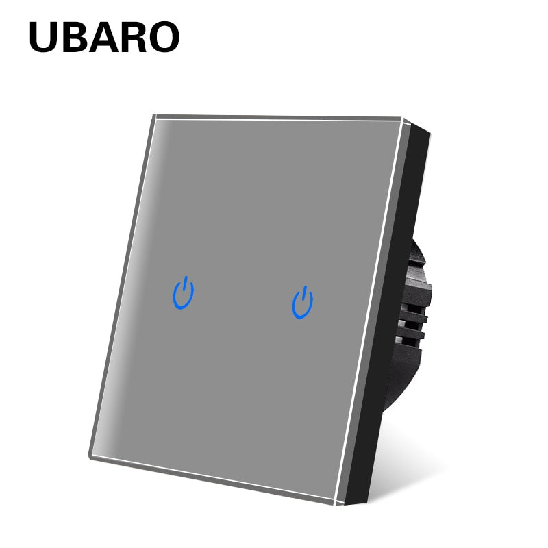 UBARO EU/UK Standard Crystal Tempered Glass Wall Panel Light Touch Switch Led Indicator Sensor Electrical Button 1/2/3Gang 220V