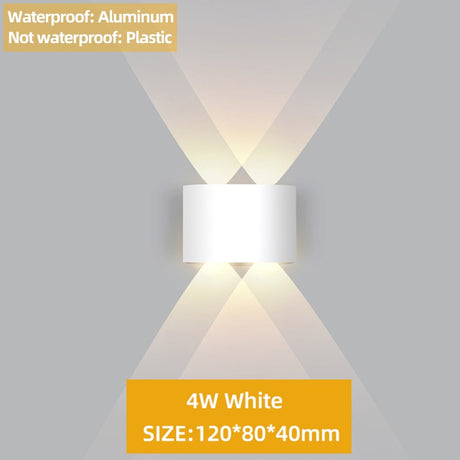 Up and Down LED Wall Lamp Waterproof IP65 Aluminum Interior Wall Light For Bedroom Living Room Corridor Indoor Outdoor Lighting