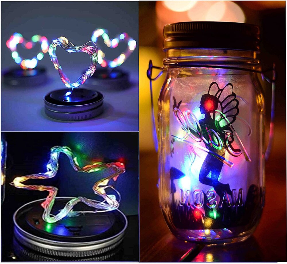 Solar Mason Jar Lid Lights Outdoor Waterproof Hanging Mason Jar Lights Christmas Lights for Garden Patio Porch Lawn Decoration