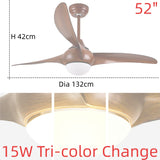 52 Inch Lamp Ceiling Fans Light with Remote Control Included 3 Color Change ABS Blade Silent Copper Motor