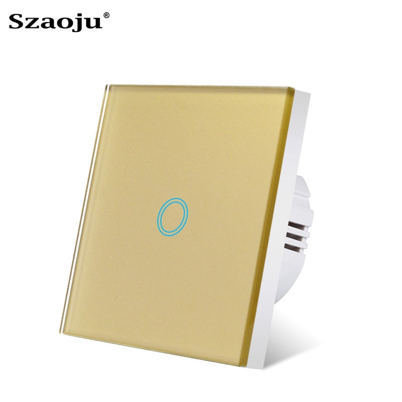 EU Touch Switch Sensor Switches No Neutral Wire Required LED Crystal Glass Panel Wall Lamp Light Switch 1/2/3 Gang AC100-240V