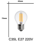 2Pcs E27 E14 Retro LED Edison Bulb 220V Light Bulb C35 A60 ST64 G45 G80 G95 Vintage LED Filament Lamp Glass Bulb Candle Light