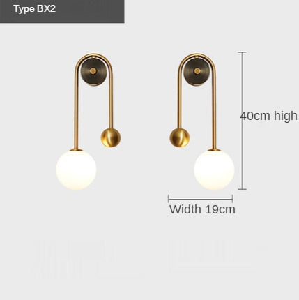 Modern Wall Lamp Glass Ball Lampshade LED Gold Home Decor Living Room Bedroom Interior Lighting Sconce Nordic Luminaire Light