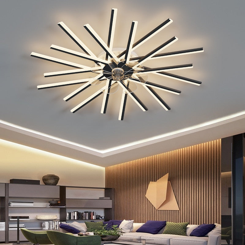 New Nordic Ceiling Fan Living Room Led Invisible Fan Lamp Ceiling Bedroom Fan Remote Control Reversible Blades Fans 110V 220V