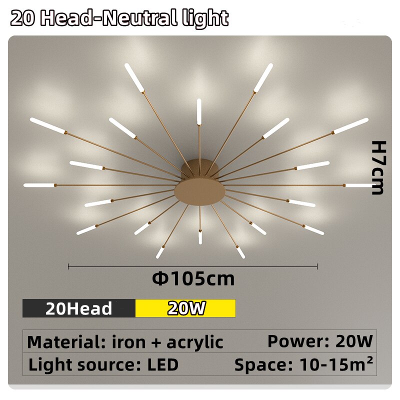Led Firework Chandelier Dimmable For Living Room Bedroom Modern Ceiling Chandelier Dining Room Ceiling Lamp With Remote Control
