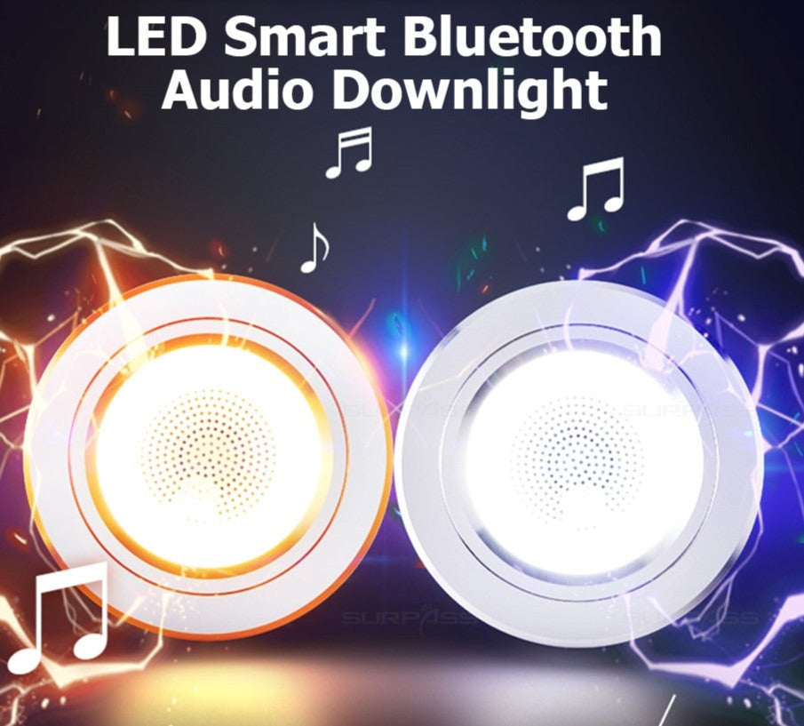 LED Smart Music Lamp Intelligent Background Music Light Ceiling Speakers With Adjusted Lights Smart Bluetooth Downlight Speaker