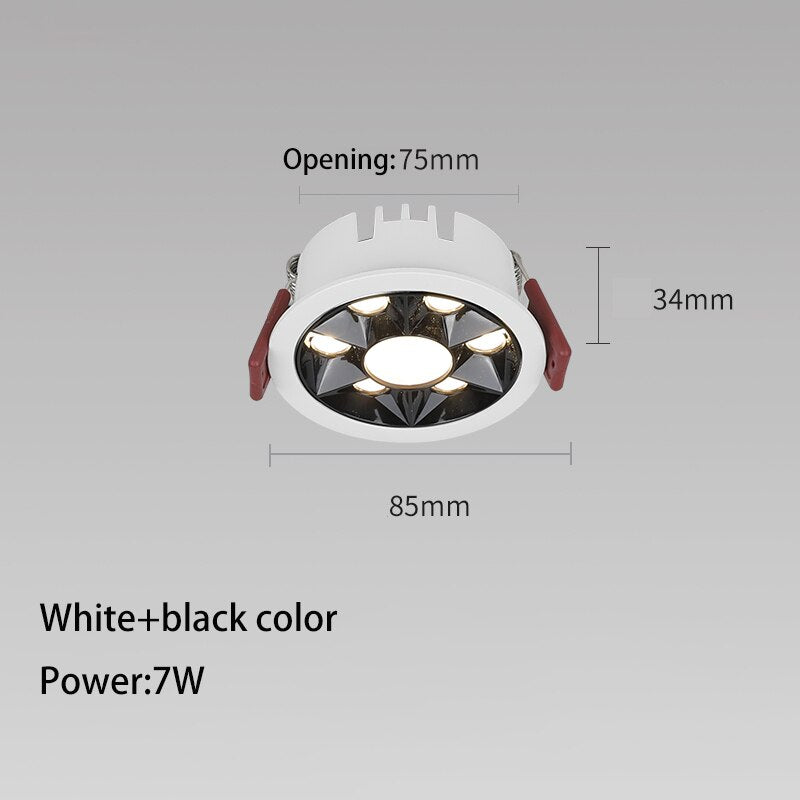 Led Spotlights Round Downlight Recessed Ultra-thin Grille Lamp Aluminum Ceiling Spot Light 7W 12W 18W 24W 36W Foco Lighting