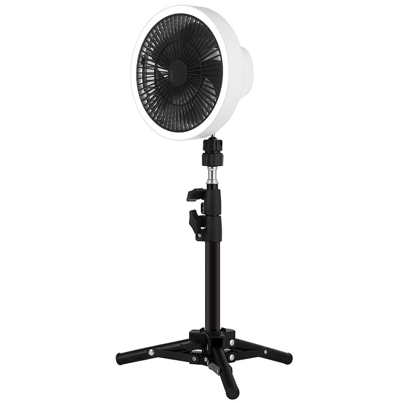 Upgrade 10000mAh Camping Fan With Retractable Tripod Portable Ceiling&amp;amp;Floor Fan with Power Bank LED Lighting USB Electric Fan