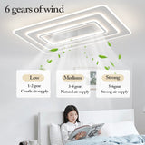 Modern Full Spectrum Bladeless Ceiling Fan Lamps Dimmable With Remote Control 6 Gears Indoor LED Lighting Bedroom Living Room
