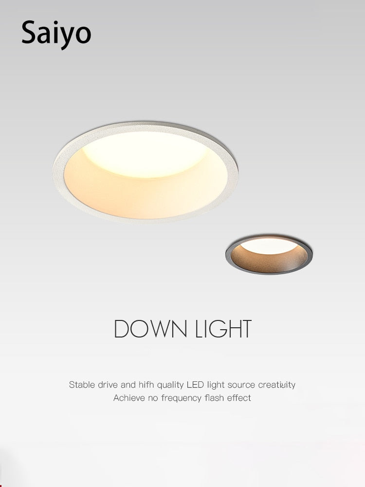 Saiyo LED Downlight 220V Spotlights 5W 7W 10W 15W Recessed Anti Dazzle Ceiling Lamp Aluminum For Bedroom Kitchen Indoor Lighting