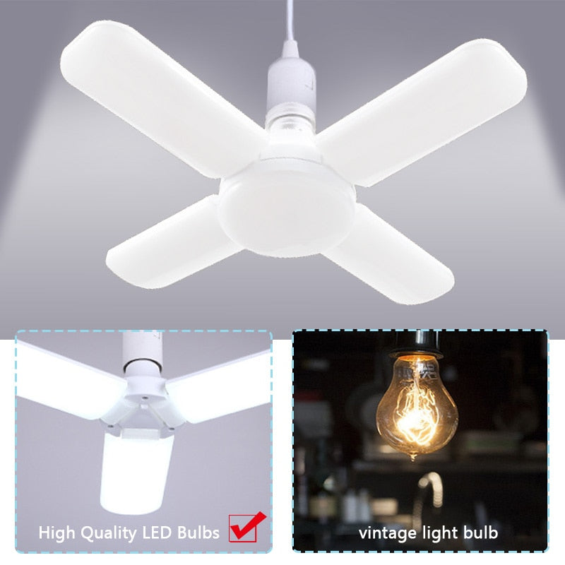 E27 LED Bulb Fan Blade Timing Lamp AC85-265V 28W Foldable Led Light Bulb Lampada For Home Ceiling Light With Remote Controller
