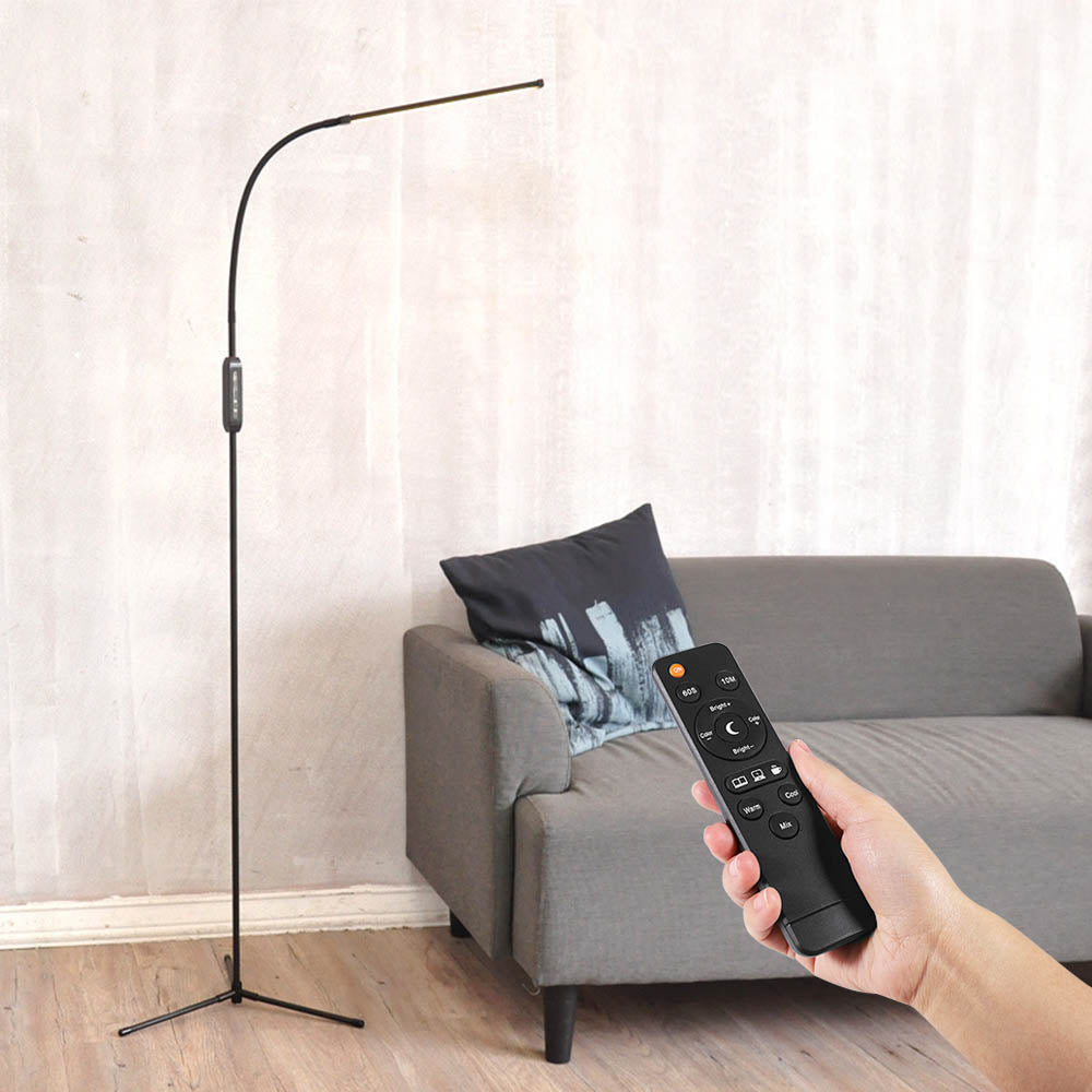 Remote Control Dimmable Standing Light EU Plug 150cm LED Floor Lamp 12W Flexible Gooseneck Touch Dimming for Study Living Room