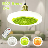 Electric Ceiling Fans with Light and Silent 30W E27 Base Led Ceiling Fan for Bedroom Home Household Kitchen