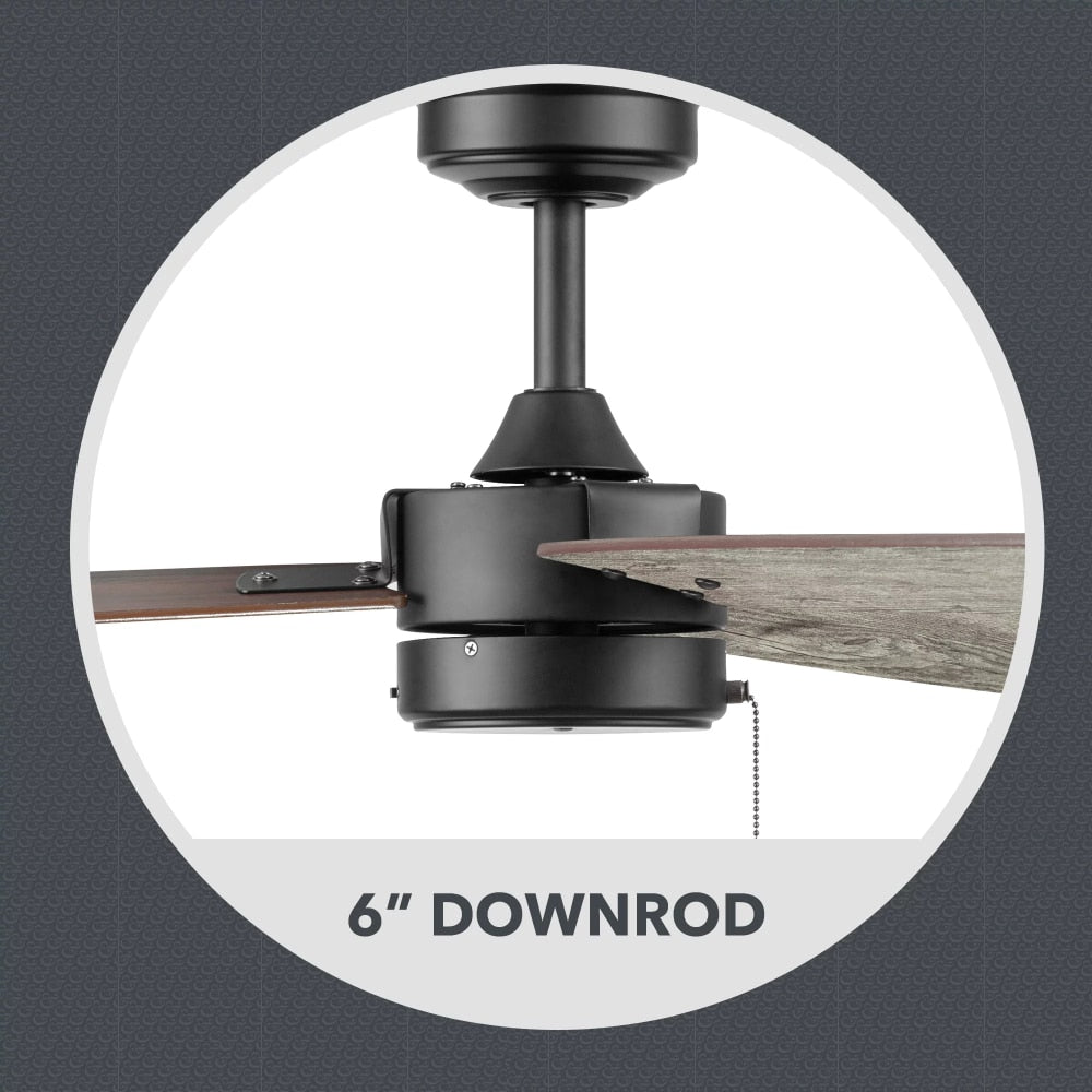 52” Matte Black Indoor/Outdoor 3 Blade Ceiling Fans Room Decor Home Fan  Ceiling Fan with Led Light