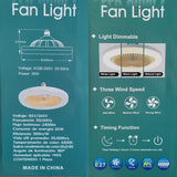 LED Smart Fan light E27 bulb 30W LED Ceiling Light with Remote Control Dimmable Ceiling Light