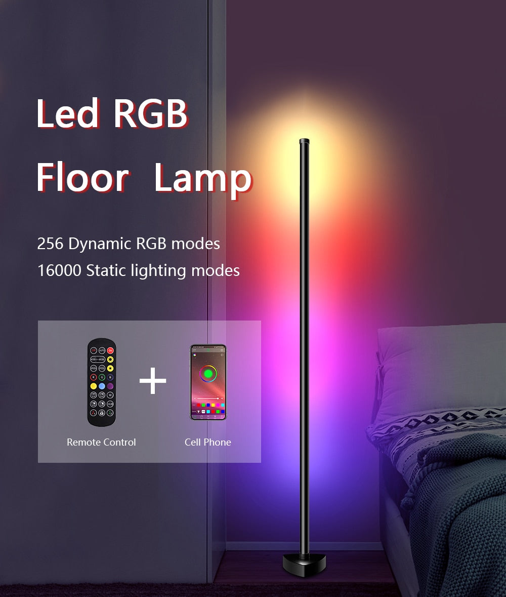 Living Room Dimmable Corner Floor Lamp 141cm Stand Bluetooth RGB LED Mood Light for Bedroom Nordic Home Decor Interior lighting