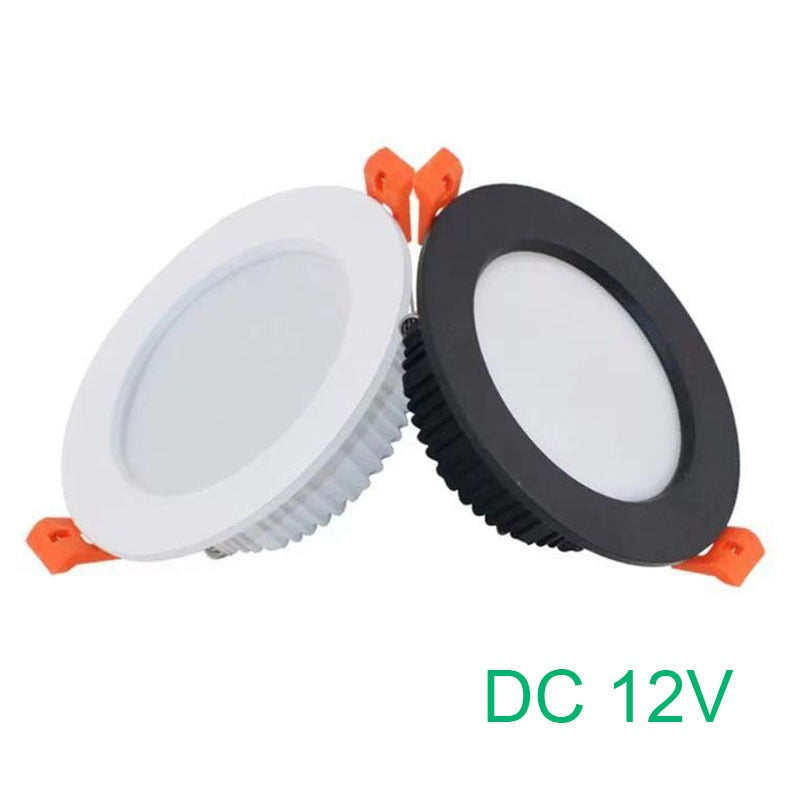 DC 12V LED downlight ceiling light spotlight 3W 7W 9W 12W recessed grille ultra-thin downlight round black white