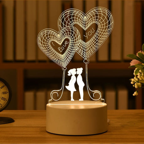 Romantic Love 3D Acrylic Led Lamp for Home Children's Night Light Table Lamp Birthday Party Decors Valentine's Day Bedside Lamp