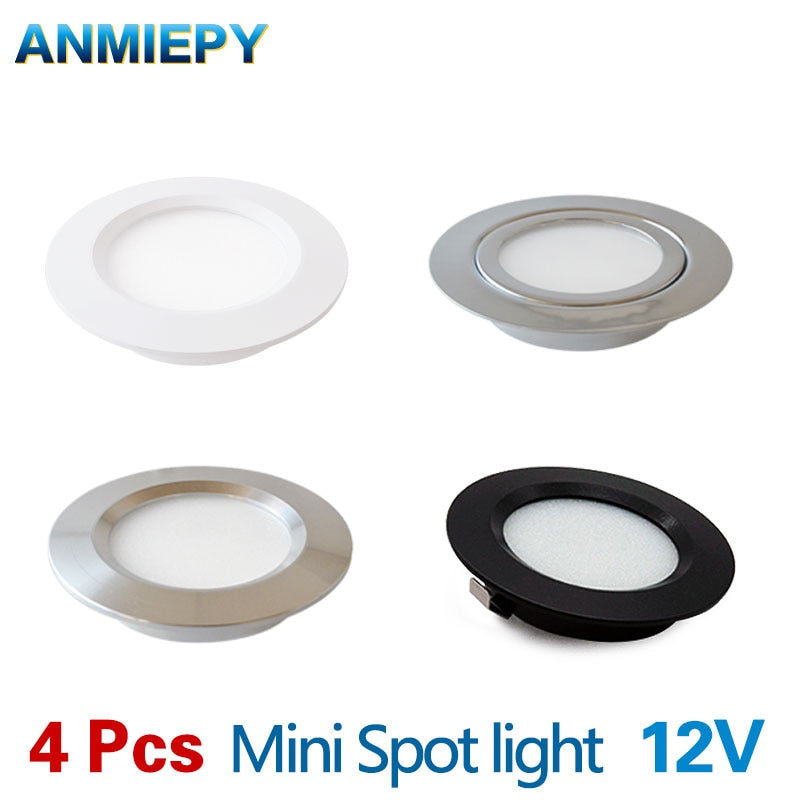 4Pcs LED Mini Spotlight Cabinet lamp Wardrobe light IP65 Waterproof 12V 5W 3W 7W Ceiling Hidden Downlight Ultra-thin Spotlight