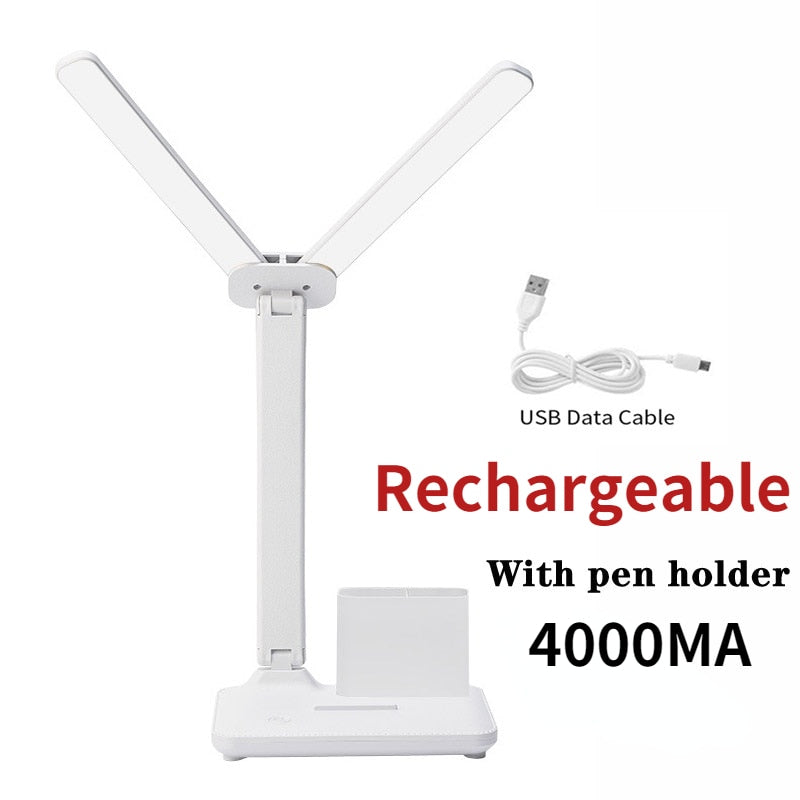 LED Double-head Desk Lamp，32PCS LED Lights Battery Operated Table Lamp with USB Charging Eye Protection Lights for Home/Office