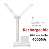 LED Double-head Desk Lamp，32PCS LED Lights Battery Operated Table Lamp with USB Charging Eye Protection Lights for Home/Office