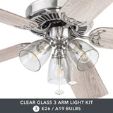 52&quot; 5 Blade Satin Nickel Ceiling Fan with 3 Lights Ceiling Fans Room Decor Home Fan  Ceiling Fan with Led Light